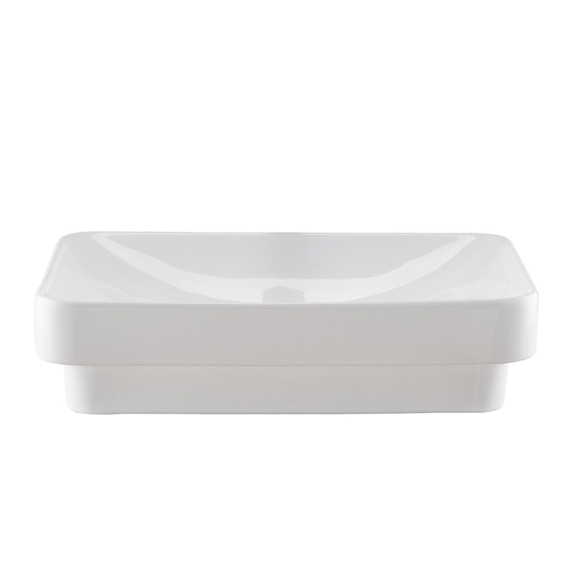 Semi Recessed Bathroom Sink, 19.29 x 12.01 Inch Rectangular White Ceramic Vessel Sink with 1-3/4 Inch Drain Hole, Drop in Modern Lavatory Vanity Bath Wash Bowl Basin, Rectangle for Small Space