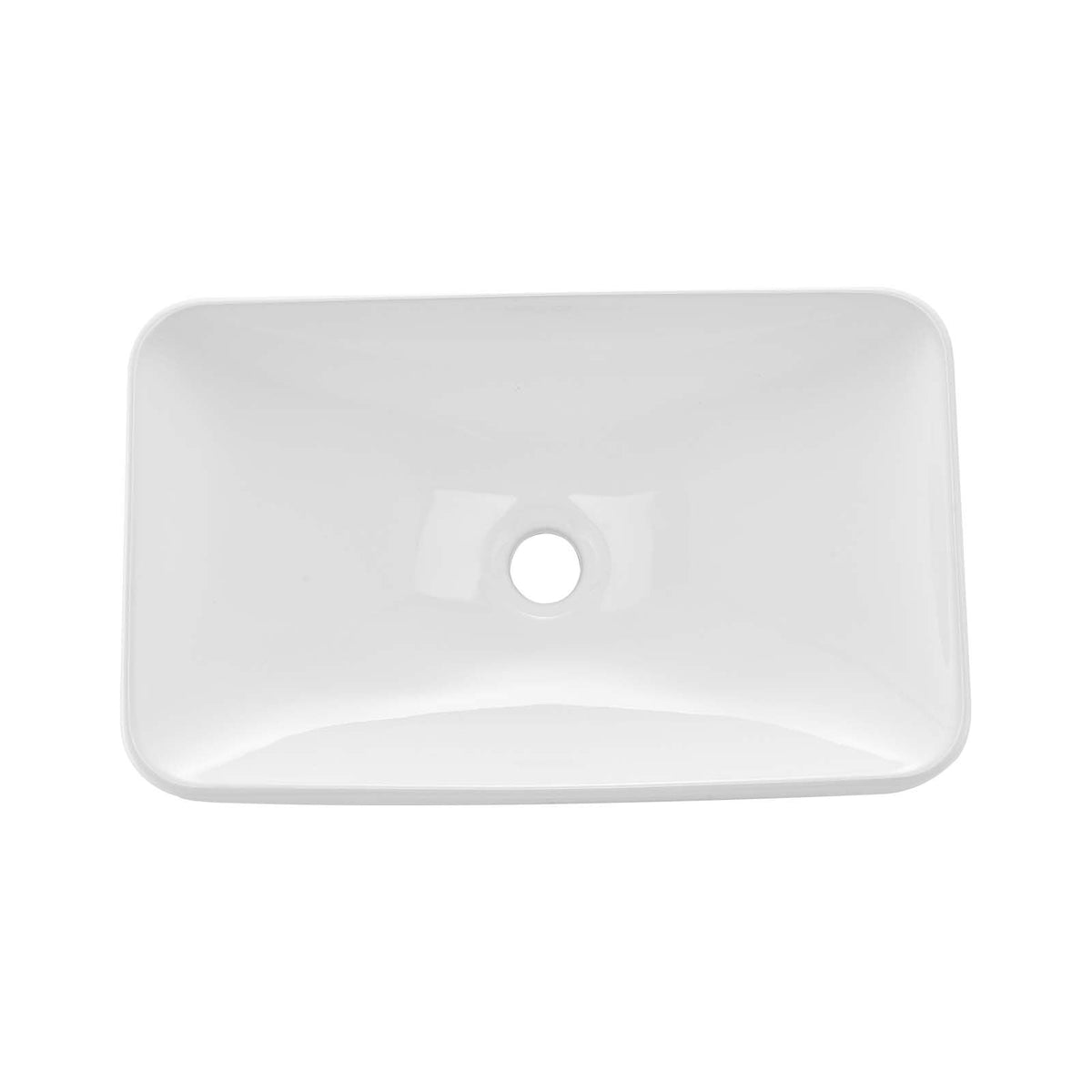 Semi Recessed Bathroom Sink, 19.29 x 12.01 Inch Rectangular White Ceramic Vessel Sink with 1-3/4 Inch Drain Hole, Drop in Modern Lavatory Vanity Bath Wash Bowl Basin, Rectangle for Small Space