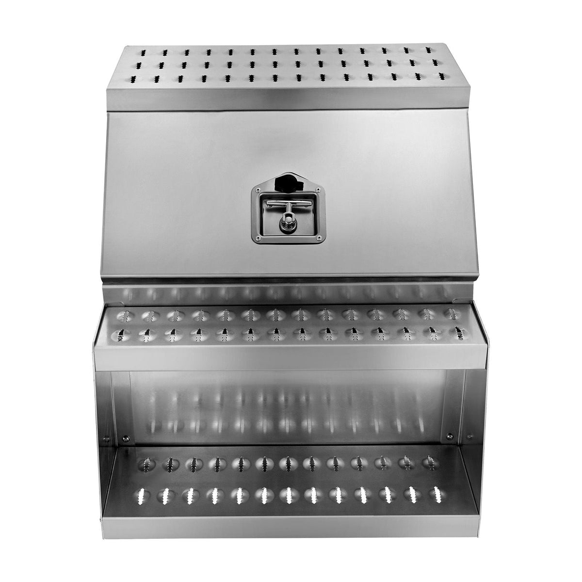 Semi-Truck Step Tool Box, 24" x 27.5" x 25.4" Heavy Duty Aluminum Toolbox Side Mount, Waterproof Side Storage Saddle Step Box with T-Handle Lock & Keys for Semi Trucks, Flatbed Trailers