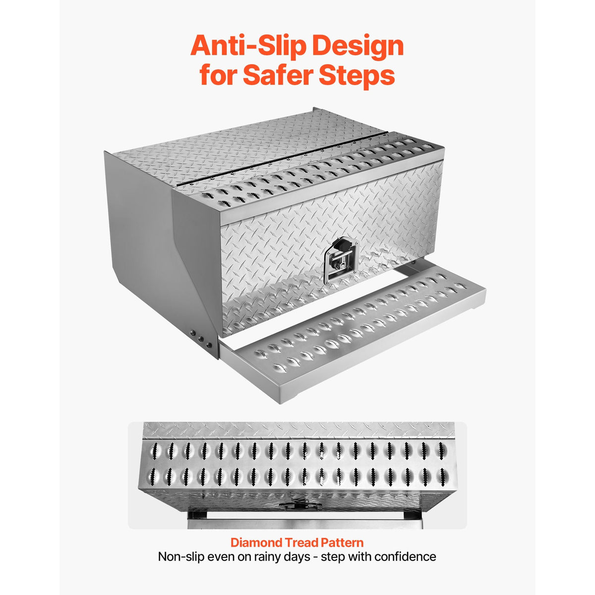 Semi-Truck Step Tool Box, 30" x 29.5" x 15.8" Heavy Duty Aluminum Diamond Plate Toolbox, Waterproof Cab Entry Step Storage Box with T-Handle Lock & Keys for Flatbed, Crane, and Semi Trucks