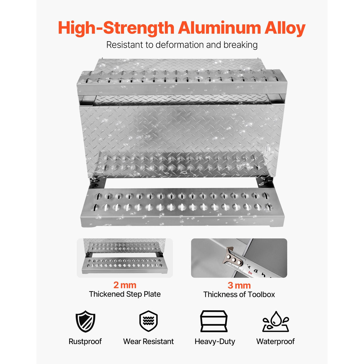Semi-Truck Step Tool Box, 31" x 30" x 19" Heavy Duty Aluminum Diamond Plate Toolbox, Waterproof Cab Entry Step Storage Box with Shock-Absorbing Latch for Flatbed, Crane, and Semi Trucks
