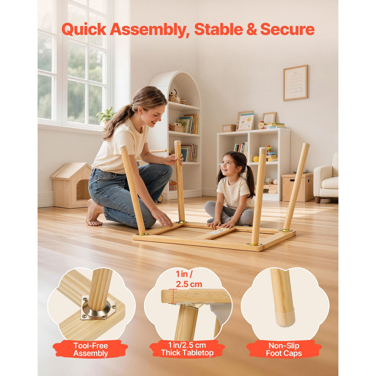 Sensory Table for Toddlers, Wooden Kids Activity Table with Reversible Double-Sided Board, Storage Bins, and Non-Slip Feet, for Boys and Girls Playing Sand and Water, Drawing, Studying, Dining