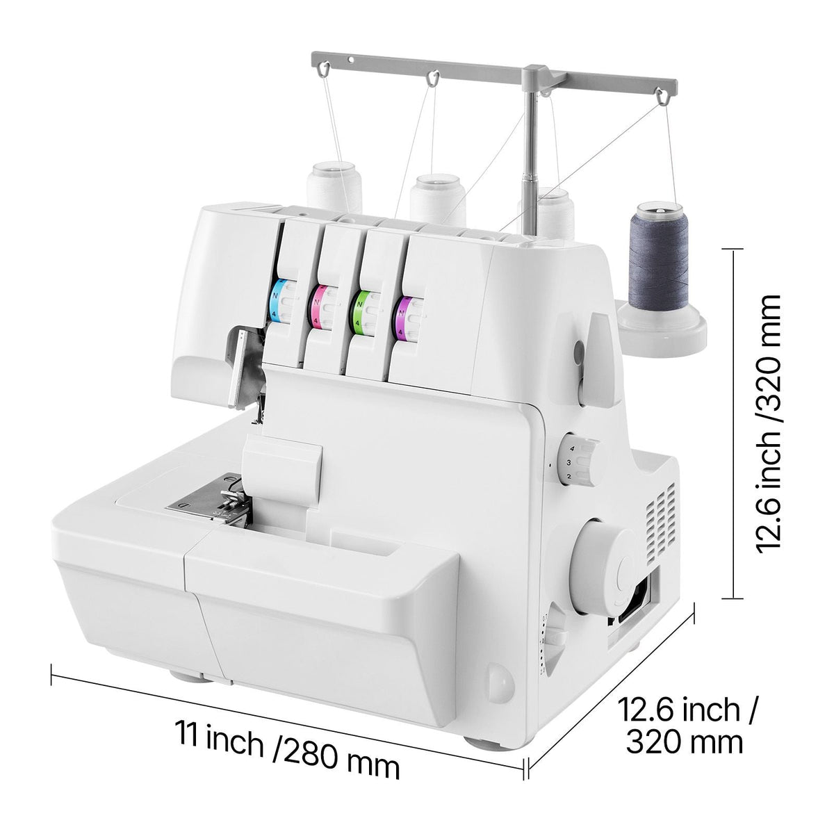 Serger Overlock Sewing Machine, 1250 Stitches Per Minute, 2-3-4 Thread Capability, 0.7-2 Adjustable Differential Feed, with Free Arm and LED Light, Sewing Machine for Various Fabrics, White