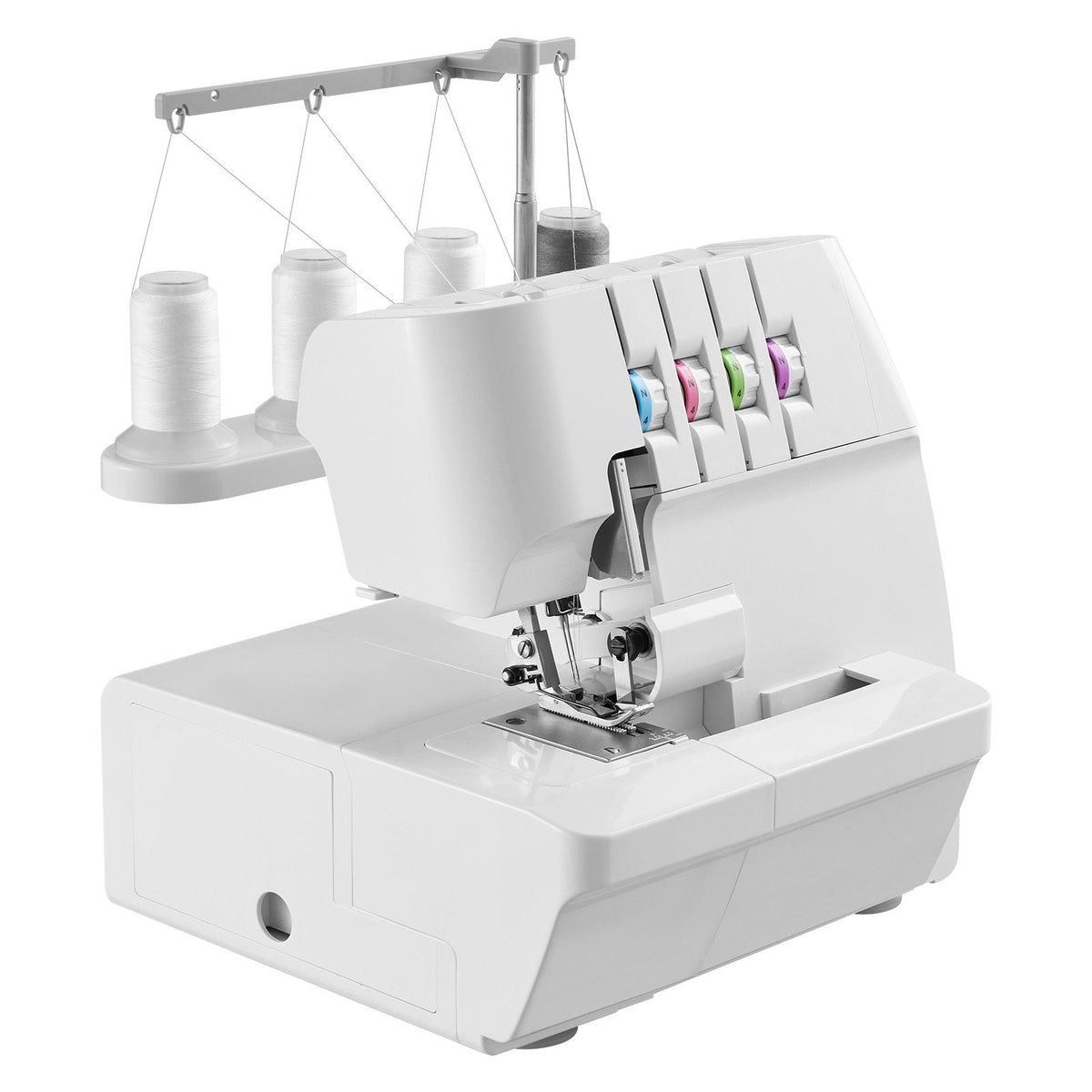 Serger Overlock Sewing Machine, 1250 Stitches Per Minute, 2-3-4 Thread Capability, 0.7-2 Adjustable Differential Feed, with Free Arm and LED Light, Sewing Machine for Various Fabrics, White