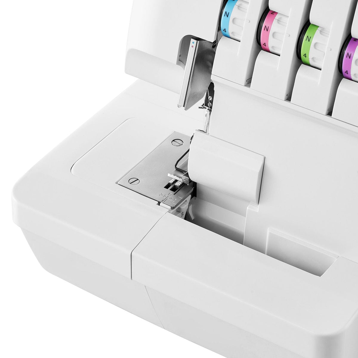 Serger Overlock Sewing Machine, 1250 Stitches Per Minute, 2-3-4 Thread Capability, 0.7-2 Adjustable Differential Feed, with Free Arm and LED Light, Sewing Machine for Various Fabrics, White