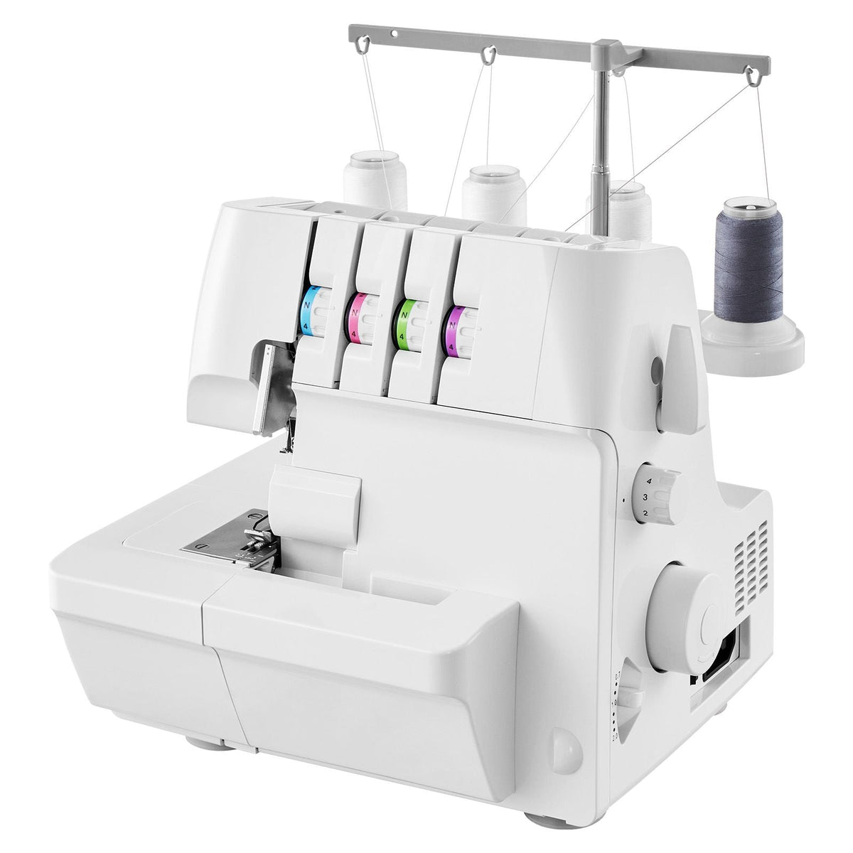 Serger Overlock Sewing Machine, 1250 Stitches Per Minute, 2-3-4 Thread Capability, 0.7-2 Adjustable Differential Feed, with Free Arm and LED Light, Sewing Machine for Various Fabrics, White