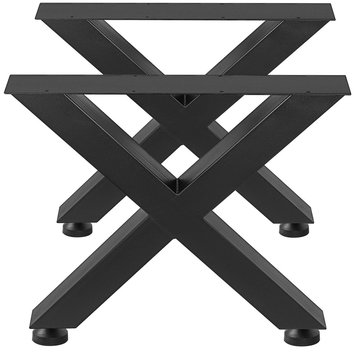 Set of 2 Steel Table Legs, 16\'\'Height 15\'\'Wide Dining Table Legs, Heavy Duty 3.1\" Square Box Section X Frame Table Legs, 16x15x3.1 Inch Black Color Industrial Country Style Metal Dining Leg