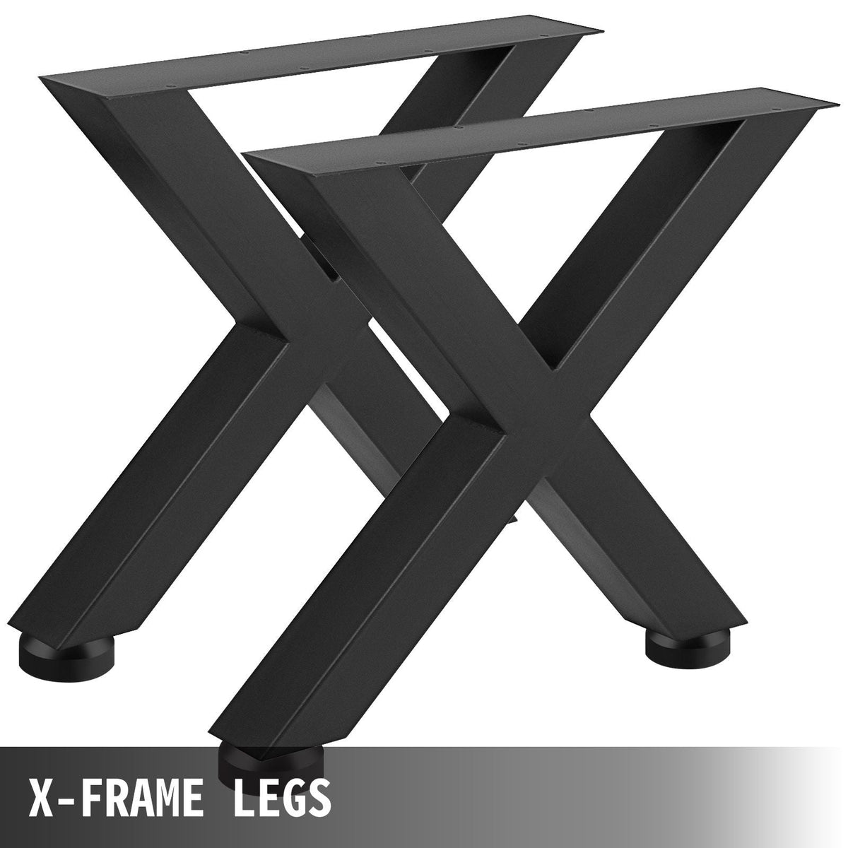 Set of 2 Steel Table Legs, 16\'\'Height 15\'\'Wide Dining Table Legs, Heavy Duty 3.1\" Square Box Section X Frame Table Legs, 16x15x3.1 Inch Black Color Industrial Country Style Metal Dining Leg