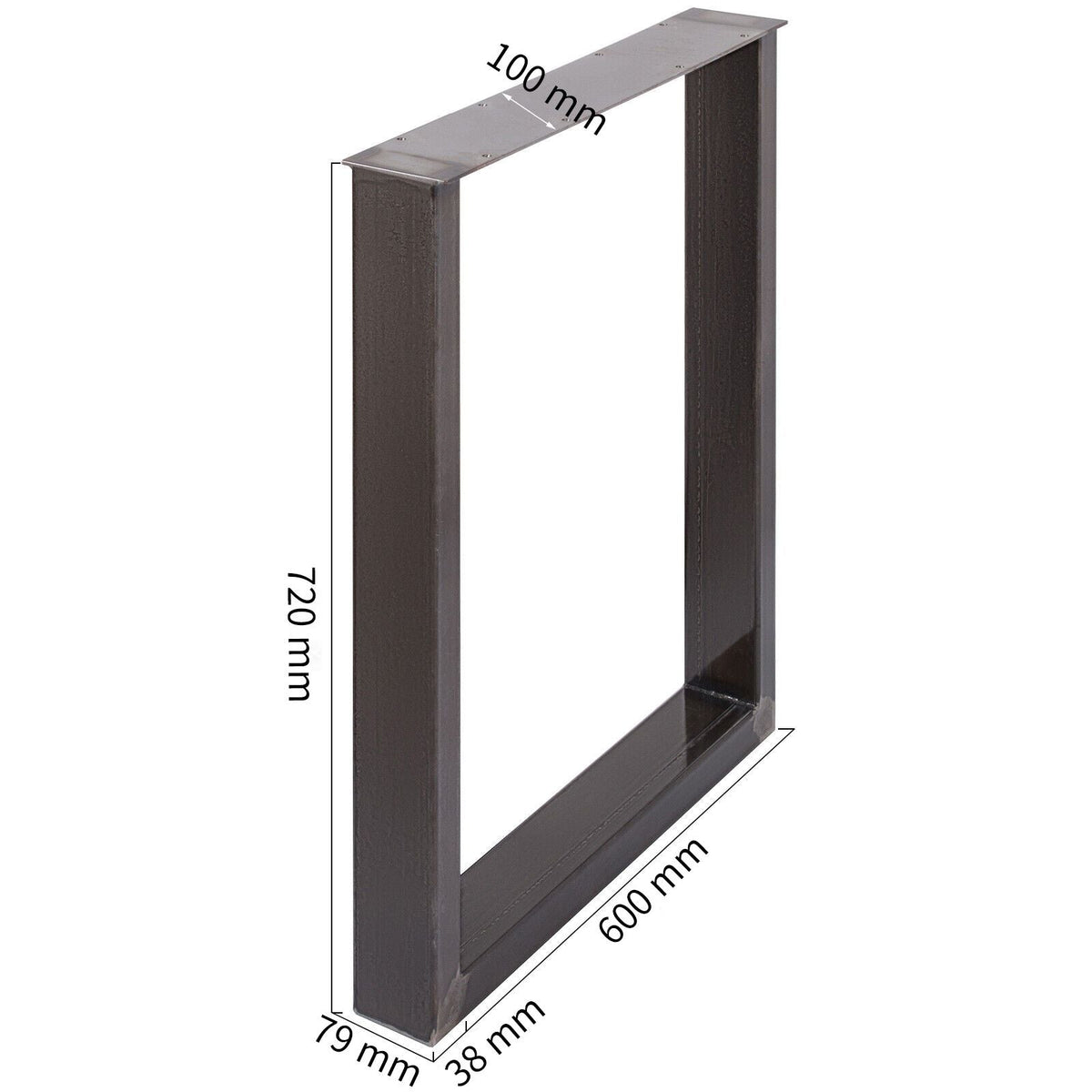 Set of 2 Steel Table Legs, 28''Height 23''Wide Dining Table Legs, Heavy Duty 3.1" Square Box Section Square Table Legs, 28x23x3.1 Inch Black Industrial Country Style Metal Dining L