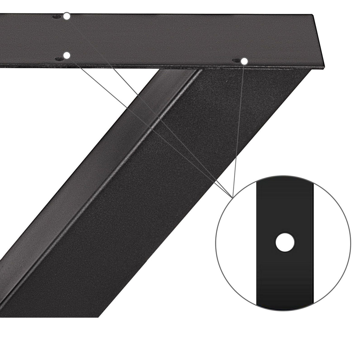 Set of 2 Steel Table Legs, 28\'\'Height 30\'\'Wide Dining Table Legs, Heavy Duty 3.1\" Square Box Section X Frame Table Legs, 28x30x3.1 Inch Black Color Industrial Country Style Metal Dining Leg