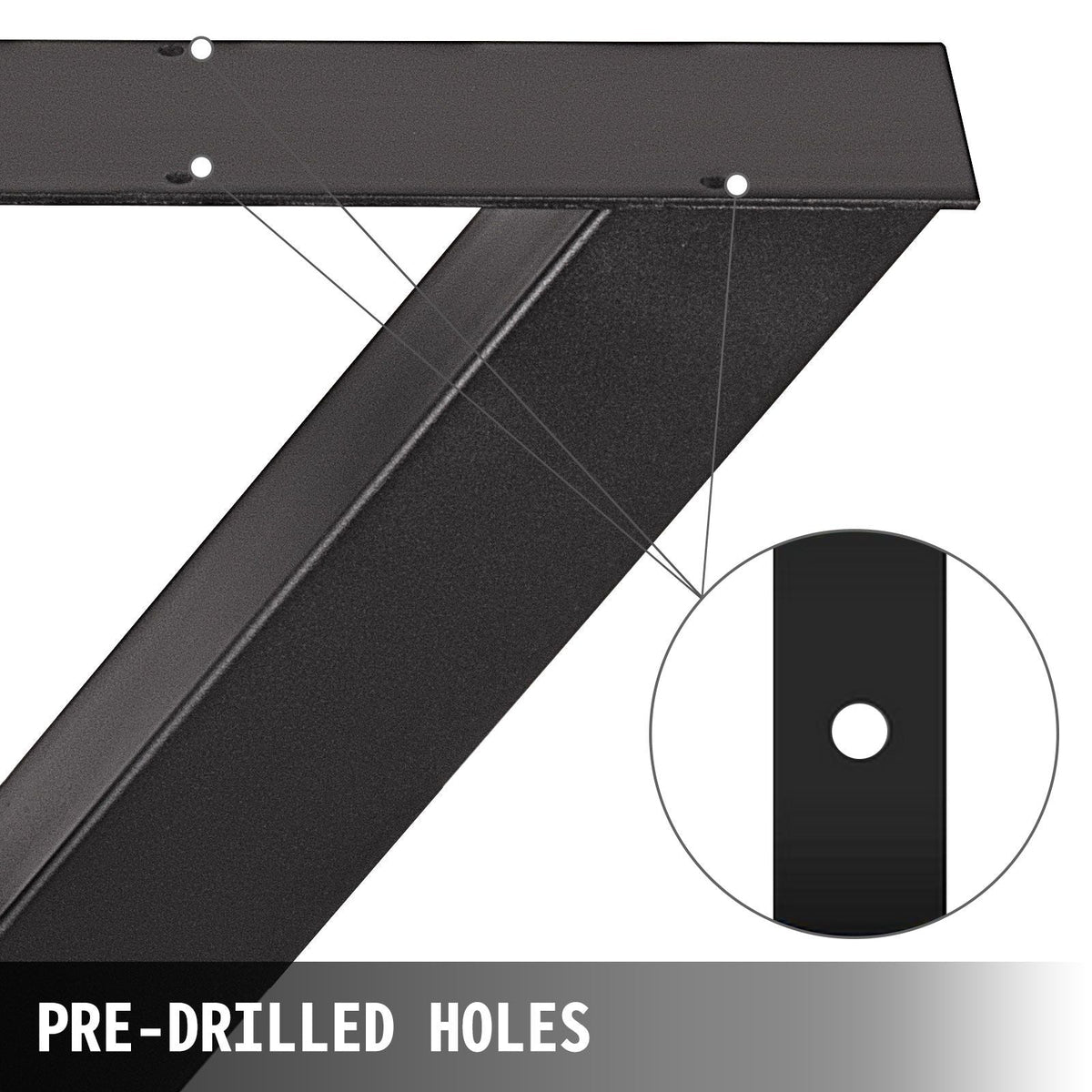Set of 2 Steel Table Legs, 28\'\'Height 30\'\'Wide Dining Table Legs, Heavy Duty 3.1\" Square Box Section X Frame Table Legs, 28x30x3.1 Inch Black Color Industrial Country Style Metal Dining Leg