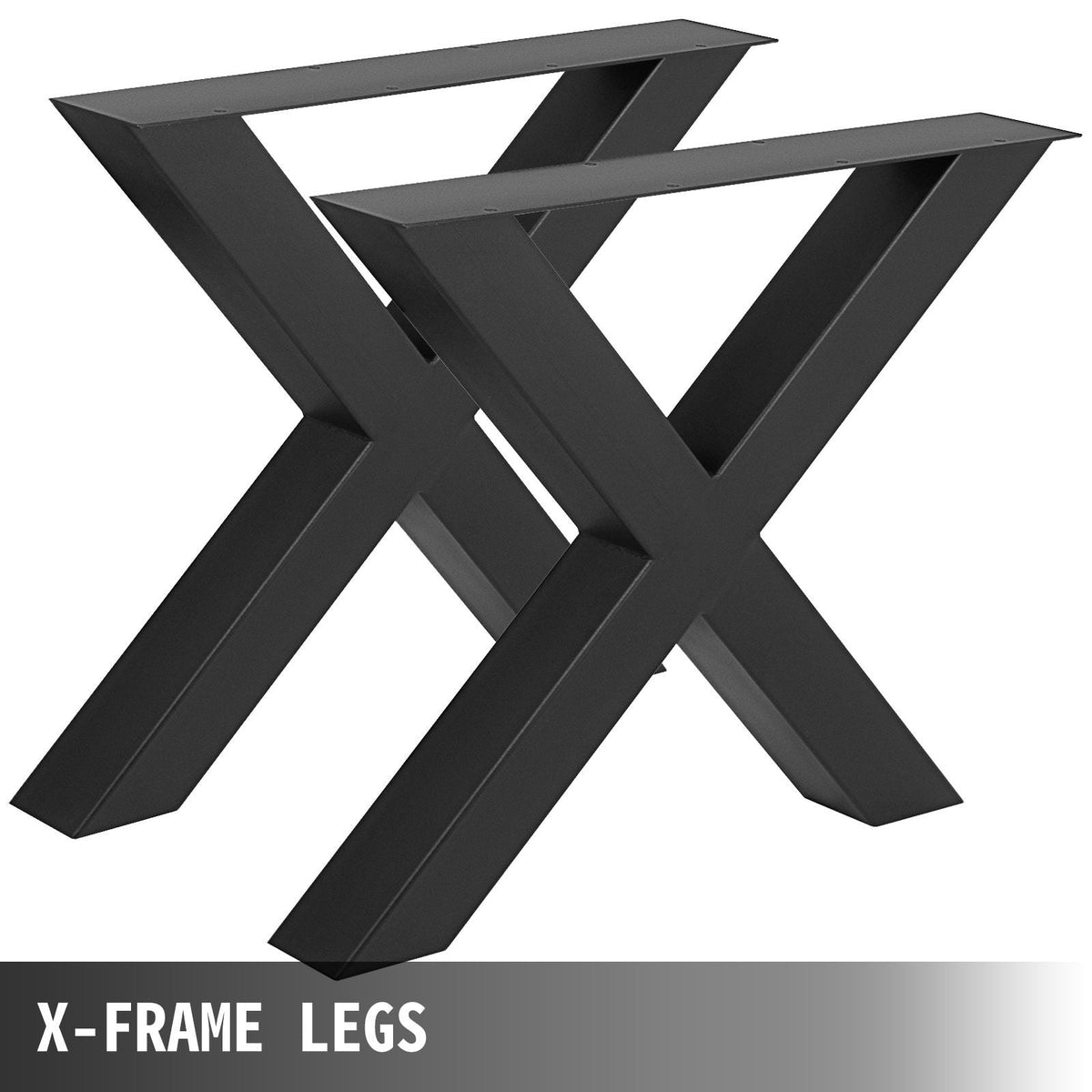 Set of 2 Steel Table Legs, 28\'\'Height 30\'\'Wide Dining Table Legs, Heavy Duty 3.1\" Square Box Section X Frame Table Legs, 28x30x3.1 Inch Black Color Industrial Country Style Metal Dining Leg