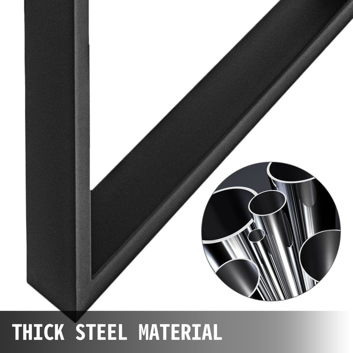 Set of 2 Steel Table Legs, 28''Height 35''Wide Dining Table Legs, Heavy Duty 3.1" Width Box Section Square Table Legs, 28x35x3.1 Inch Black Color Industrial Country Style Metal Dining Legs