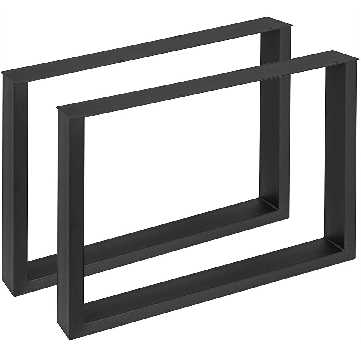 Set of 2 Steel Table Legs, 28''Height 35''Wide Dining Table Legs, Heavy Duty 3.1" Width Box Section Square Table Legs, 28x35x3.1 Inch Black Color Industrial Country Style Metal Dining Legs