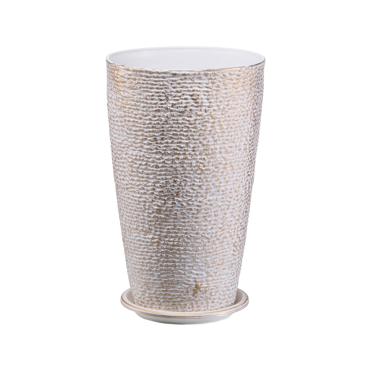 Set of 2 Tall Outdoor Planters 21"H, Round Large Planters For Front Porch and Patio, Stone Finish Flower Tree Plant Pots