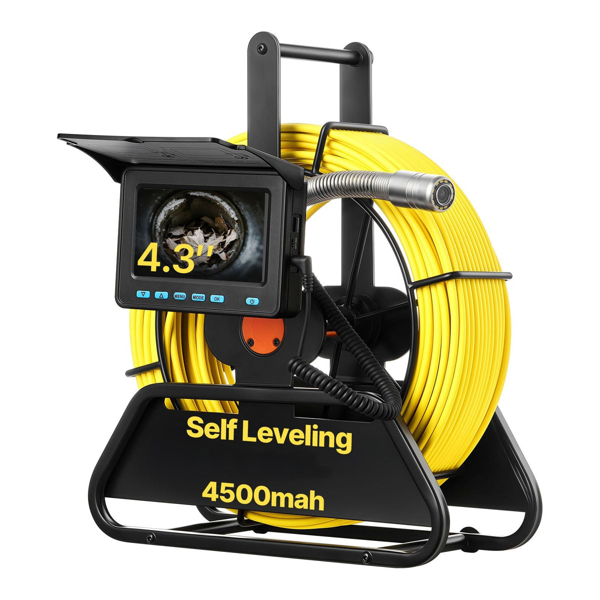 Sewer Camera, 164 ft/50m, Self-Leveling Drain Inspection Camera with 4.3" 1080P HD Screen, IP68 Waterproof Snake Plumbing Camera with Lights - 12 LEDs & 16GB Card for Sewer Line Duct Pipe