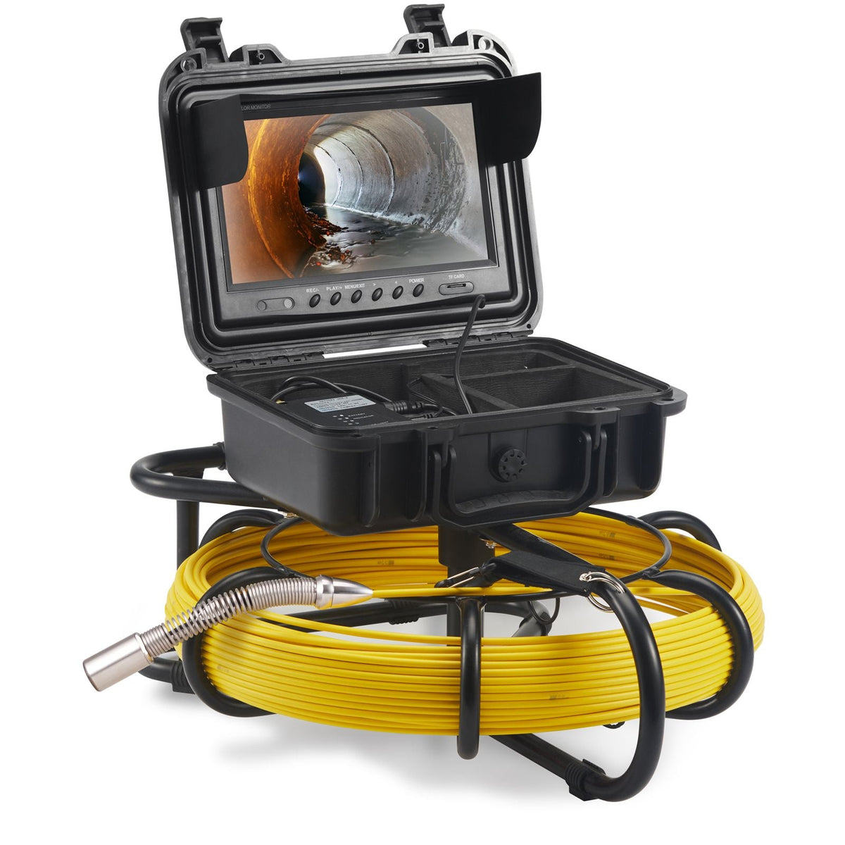 Sewer Camera, 165 ft/50 m, 9" Screen Pipeline Inspection Camera with DVR Function, Waterproof IP68 Camera with 12 Adjustable LEDs, with a 16 GB SD Card for Sewer Line, Home, Duct Drain Pipe Plum