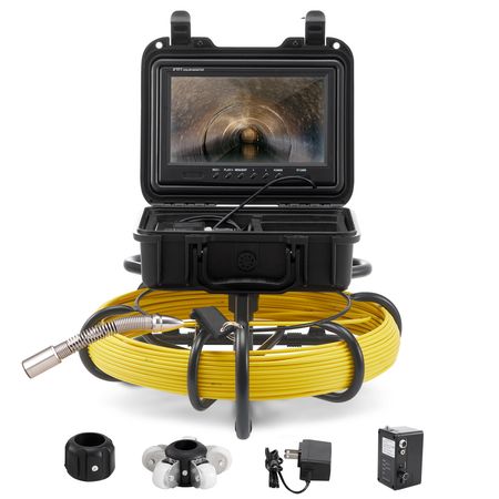 Sewer Camera, 230 ft/70 m, 9" Screen Pipeline Inspection Camera with DVR Function, Waterproof IP68 Camera with 12 Adjustable LEDs, with a 16GB SD Card, for Sewer Line, Home, Duct Drain Pipe Plum