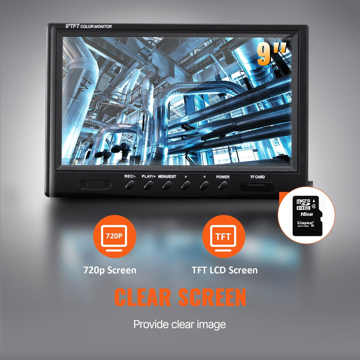 Sewer Camera, 230 ft/70 m, 9" Screen Pipeline Inspection Camera with DVR Function, Waterproof IP68 Camera with 12 Adjustable LEDs, with a 16GB SD Card, for Sewer Line, Home, Duct Drain Pipe Plum
