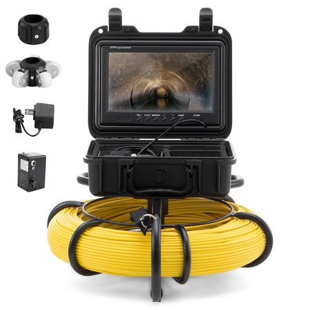 Sewer Camera, 393 ft/120 m, 9" Screen Pipeline Inspection Camera with DVR Function, Waterproof IP68 Camera with 12 Adjustable LEDs, with a 16 GB SD Card, for Sewer Line, Home, Duct Drain Pipe