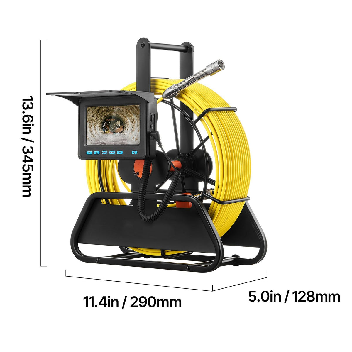 Sewer Camera, 98 ft/30m, 4.3" Drain Inspection Camera, IP68 Waterproof Snake Plumbing Camera with Lights - 6 Adjustable LEDs, 4500mAh Battery & 16GB Card for Sewer Line Duct Pipes