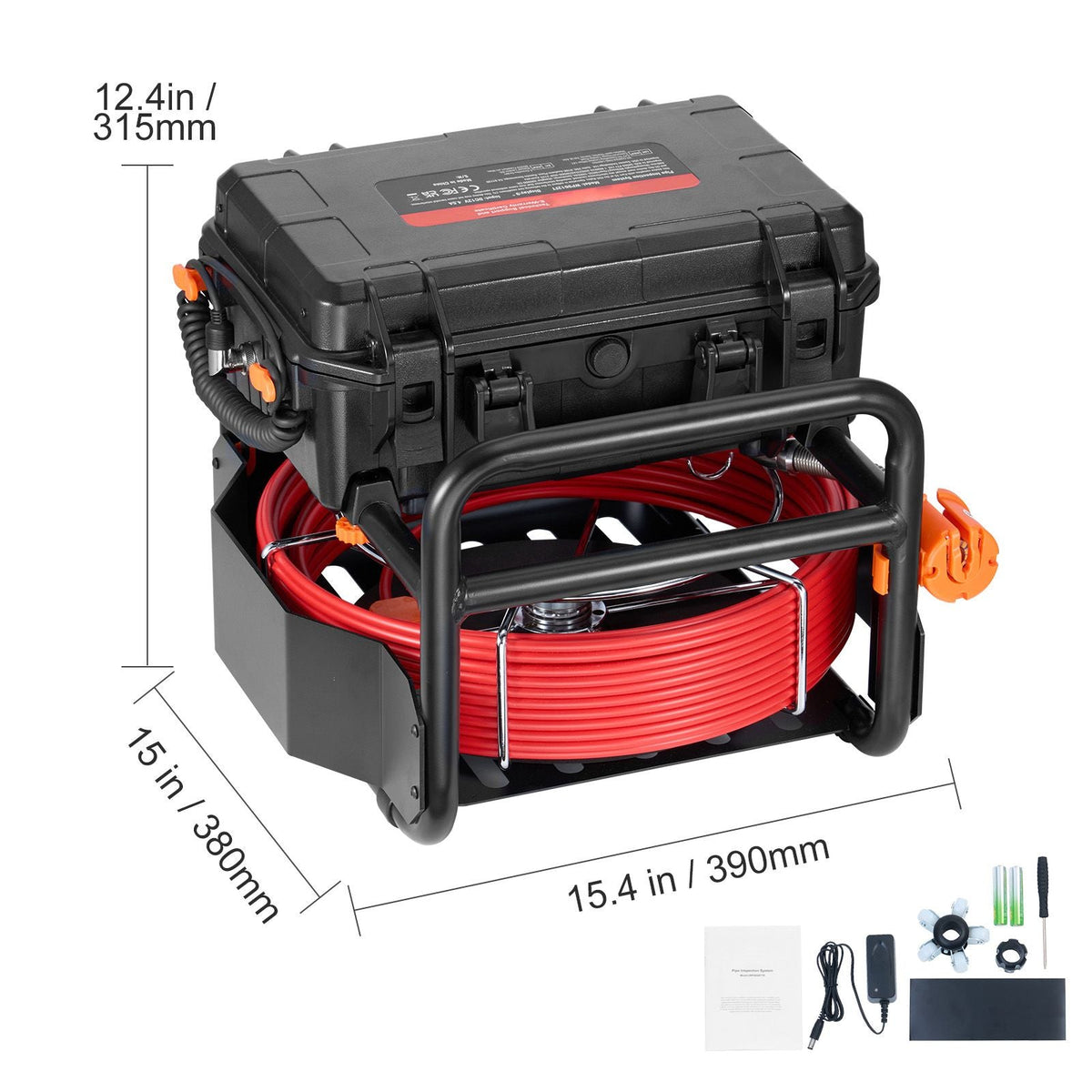 Sewer Camera, 98 ft/30m, Self-Leveling Drain Camera with 512Hz Transmitter, Distance Counter, 9" Screen 1080P HD Snake Plumbing Camera with Light-12 LED & 32GB Card for Duct Pipe