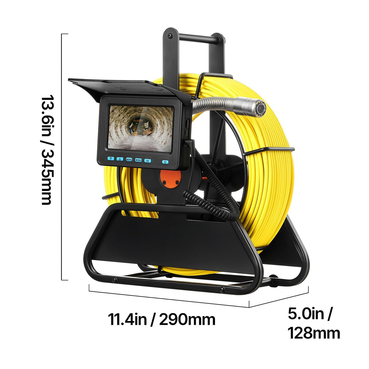 Sewer Camera, 98 ft/30m, Self-Leveling Drain Inspection Camera with 4.3" 1080P HD Screen, IP68 Waterproof Snake Plumbing Camera with Lights - 12 LEDs & 16GB Card for Sewer Line Duct Pipe