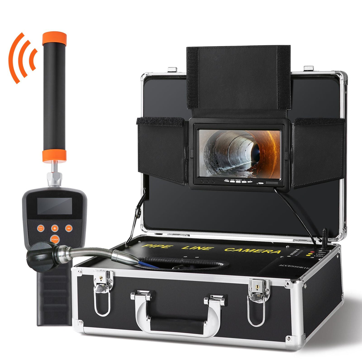 Sewer Camera with 512Hz Locator, 131 ft/40 m, 7" Pipeline Inspection Camera with DVR Function, IP68 Camera with 12 Adjustable LEDs, A 16 GB SD Card for Sewer Line, Home, Duct Drain Pipe Plumbing