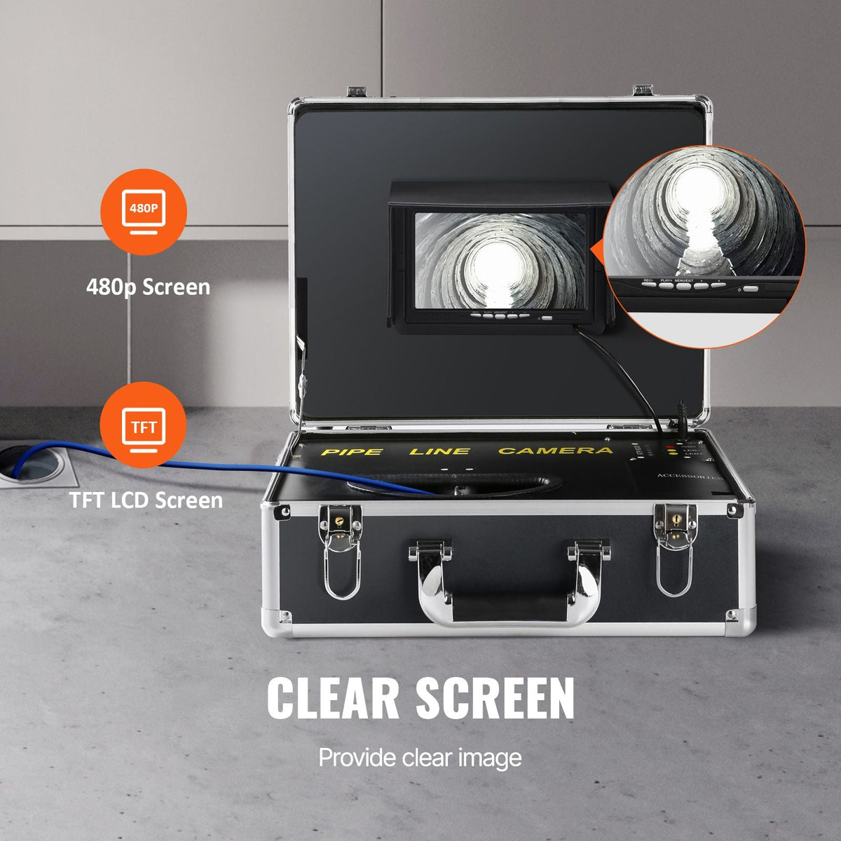 Sewer Camera with 512Hz Locator, 131 ft/40 m, 7" Pipeline Inspection Camera with DVR Function, IP68 Camera with 12 Adjustable LEDs, A 16 GB SD Card for Sewer Line, Home, Duct Drain Pipe Plumbing