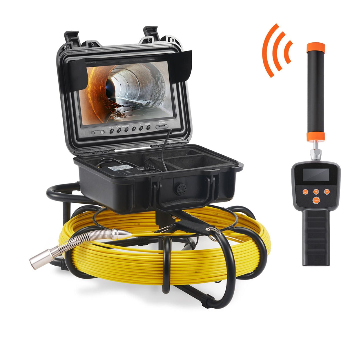 Sewer Camera with 512Hz Locator, 164 ft/50 m, 9" Pipeline Inspection Camera with DVR Function, IP68 Camera with 12 Adjustable LEDs, A 16 GB SD Card for Sewer Line, Home, Duct Drain Pipe Plumbing