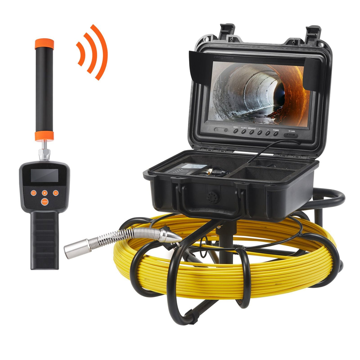 Sewer Camera with 512Hz Locator, 164 ft/50 m, 9" Pipeline Inspection Camera with DVR Function, IP68 Camera with 12 Adjustable LEDs, A 16 GB SD Card for Sewer Line, Home, Duct Drain Pipe Plumbing