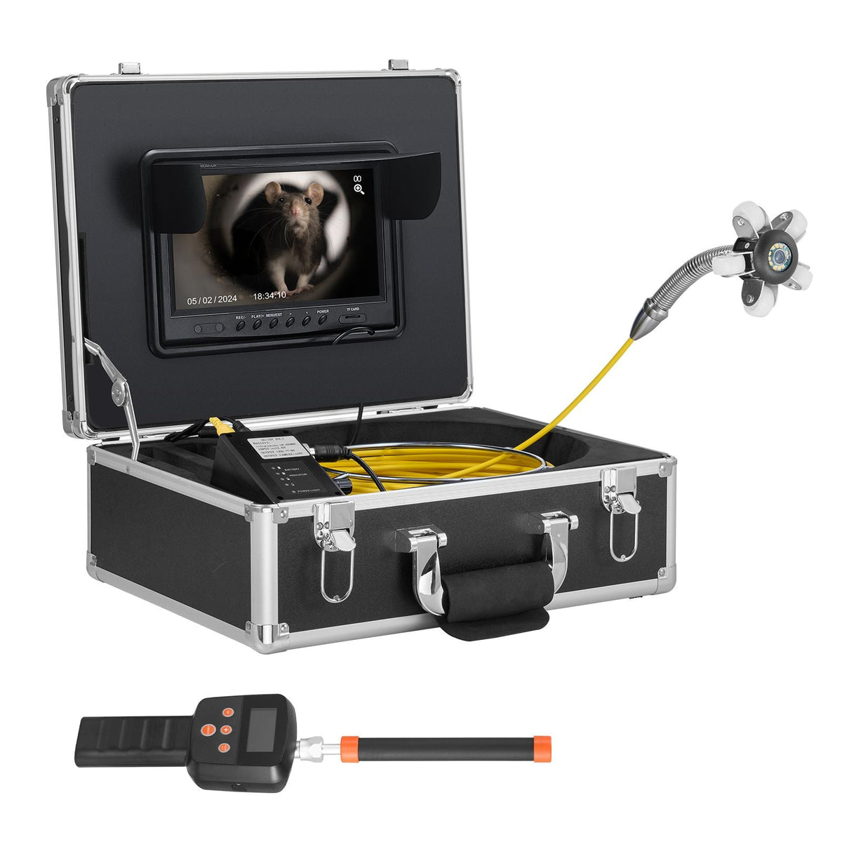 Sewer Camera with 512Hz Locator, 165 ft/50 m, 9" Drain Inspection Camera with Self-Leveling, 36X Zoom, Plumbing Camera with Lights-12 LED, 32GB Card, IP68 Waterproof Snake Camera for Duct Pipe