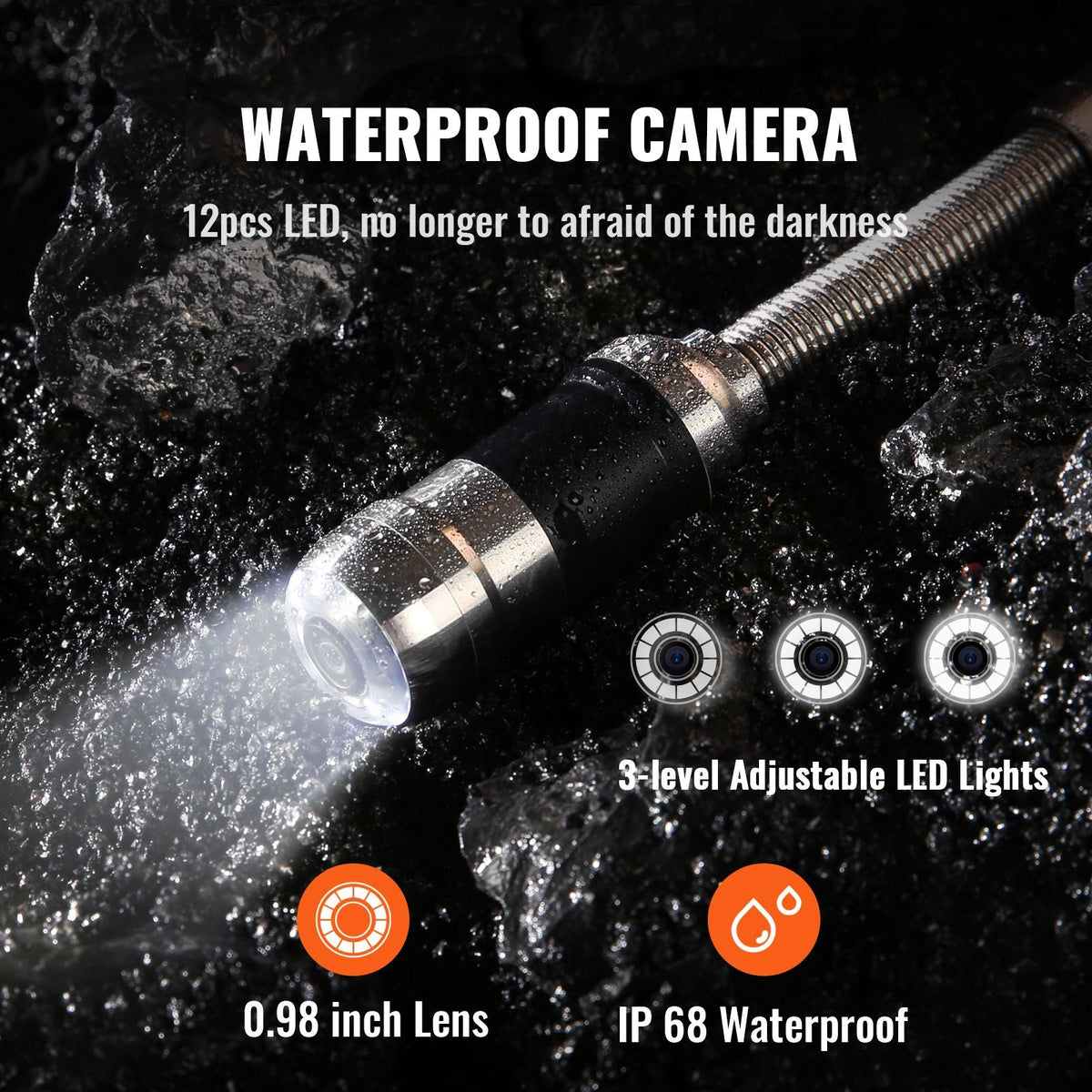 Sewer Camera with 512Hz Locator,100 ft/30 m, 7" Pipeline Inspection Camera with DVR Function, IP68 Camera with 12 Adjustable LEDs, A 16 GB SD Card for Sewer Line, Home, Duct Drain Pipe Plumbing