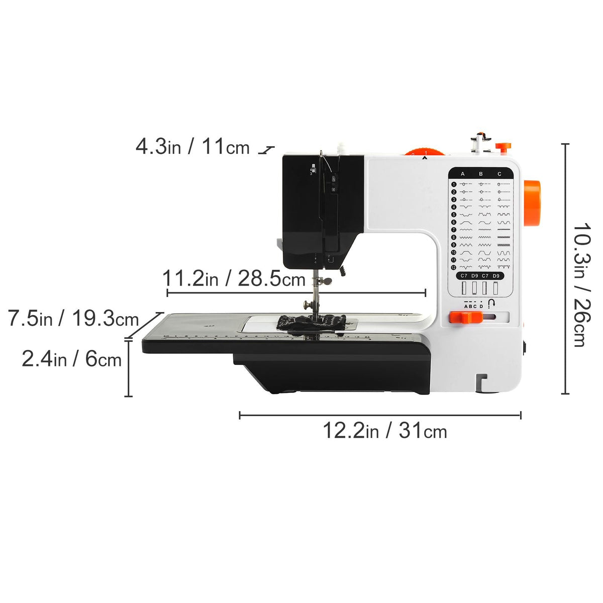 Sewing Machine, Portable Sewing Machine for Beginners with 38 Built-in Stitches & Reverse Sewing, Dual Speed Sewing Machine with Extension Table Foot Pedal, Accessory Kit Family Home Travel