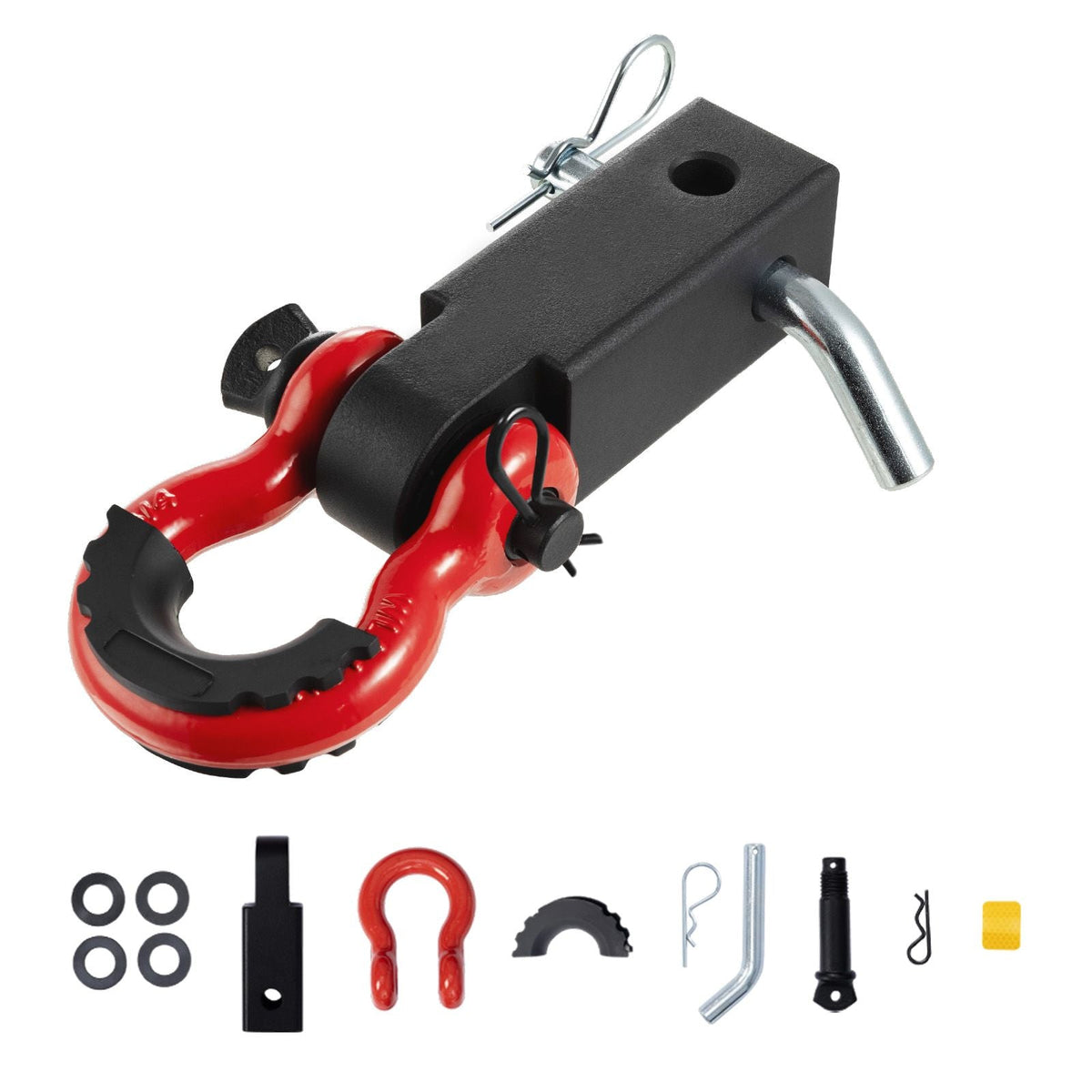 Shackle Hitch Receiver, Fits 2" Receivers, 52900 lbs Breaking Strength, D Ring Shackle with Trailer Hitch Lock Pin, Heavy Duty Towing Accessories for Trucks, Jeeps, Off-Road Vehicle Recovery