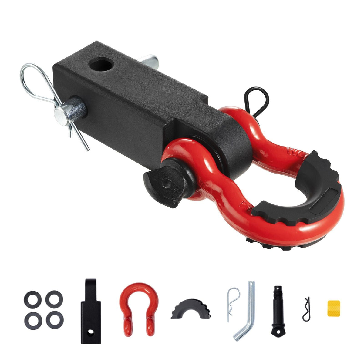 Shackle Hitch Receiver, Fits 2" Receivers, 52900 lbs Breaking Strength, D Ring Shackle with Trailer Hitch Lock Pin, Heavy Duty Towing Accessories for Trucks, Jeeps, Off-Road Vehicle Recovery