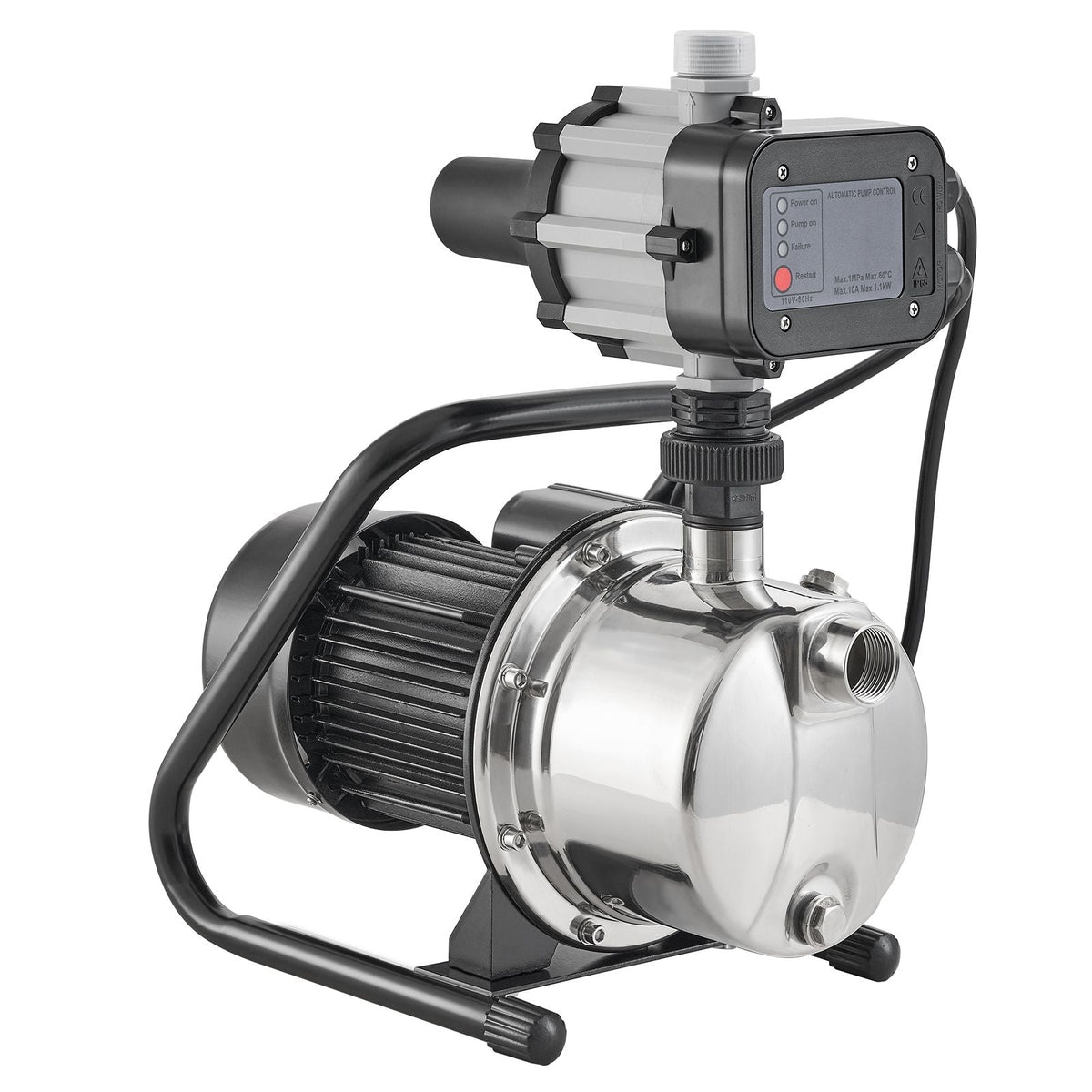Shallow Well Pump, 1HP 115V, 1200 GPH 145 ft Head, Portable Stainless Steel Sprinkler Booster Jet Pumps with Automatic Controller for Garden Lawn Irrigation system, Water Transfer