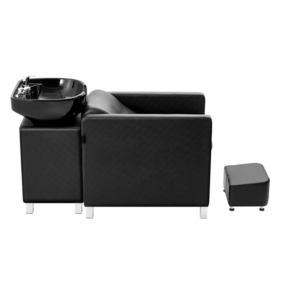 Shampoo Backwash Chair, 661.4LBS Loading Salon & Spa Hair Washing Station, Backwash Barber Shampoo Bowl and Chair, Beauty Spa Massage Hairdressing Equipment with Wide Footrest and Ceramic Bowl