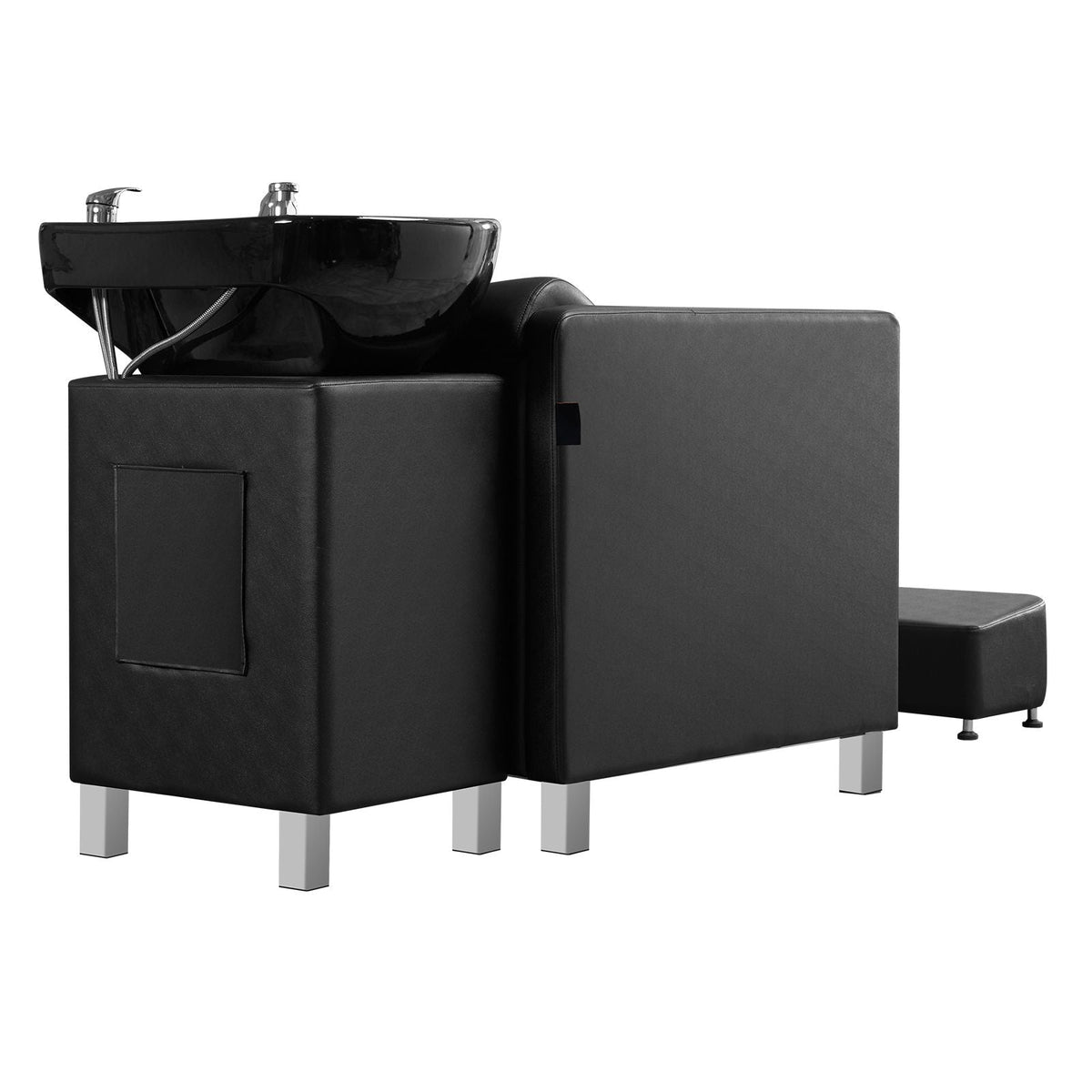 Shampoo Backwash Chair, 661.4LBS Loading Salon & Spa Hair Washing Station, Backwash Barber Shampoo Bowl and Chair, Beauty Spa Massage Hairdressing Equipment with Wide Footrest and Ceramic Bowl