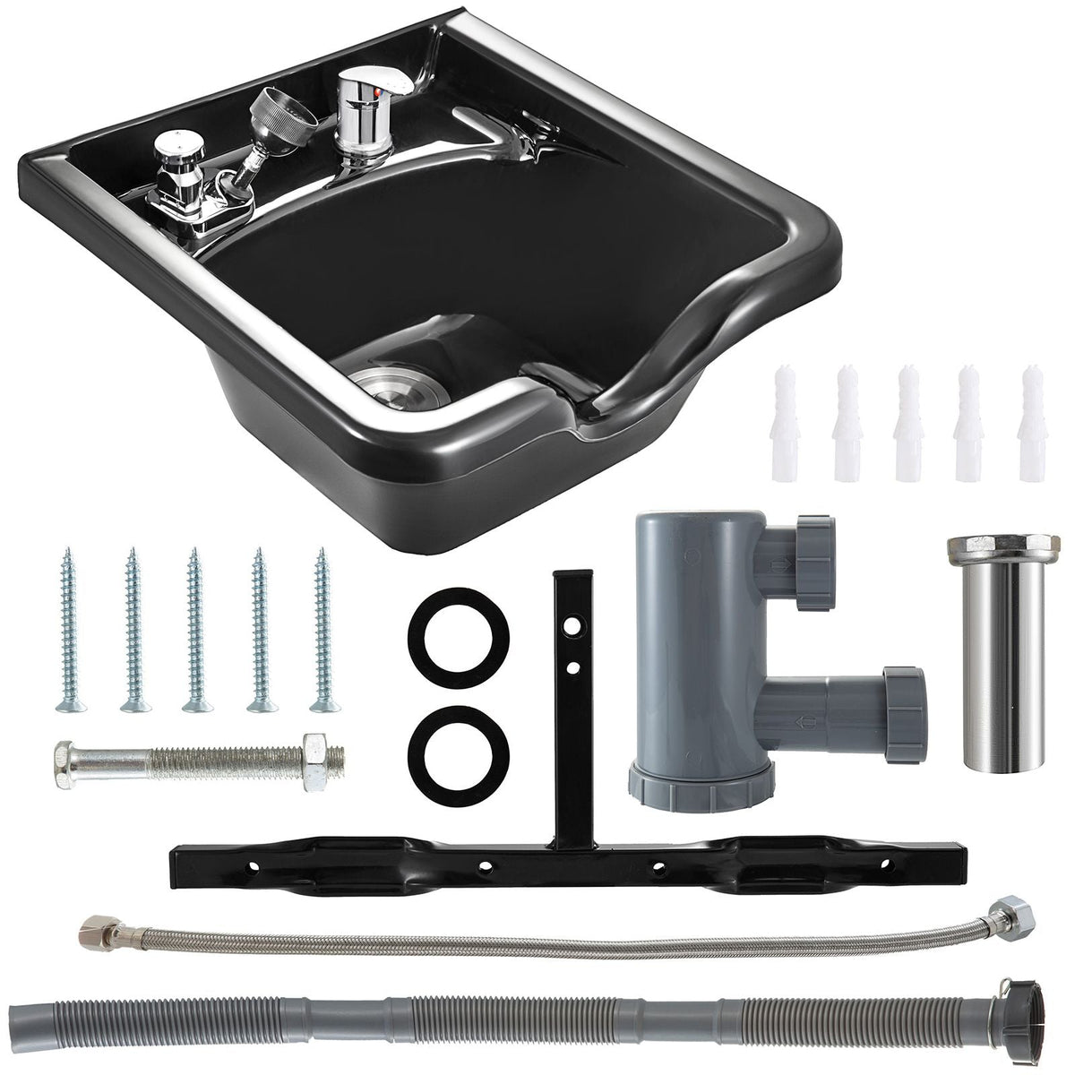 Shampoo Bowl Sink Black ABS Plastic Salon and Spa Hair Sink Beauty Salon Equipment for Hair Stylists
