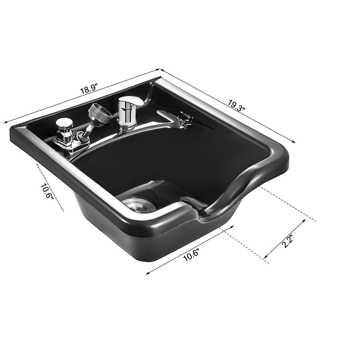 Shampoo Bowl Sink Black ABS Plastic Salon and Spa Hair Sink Beauty Salon Equipment for Hair Stylists