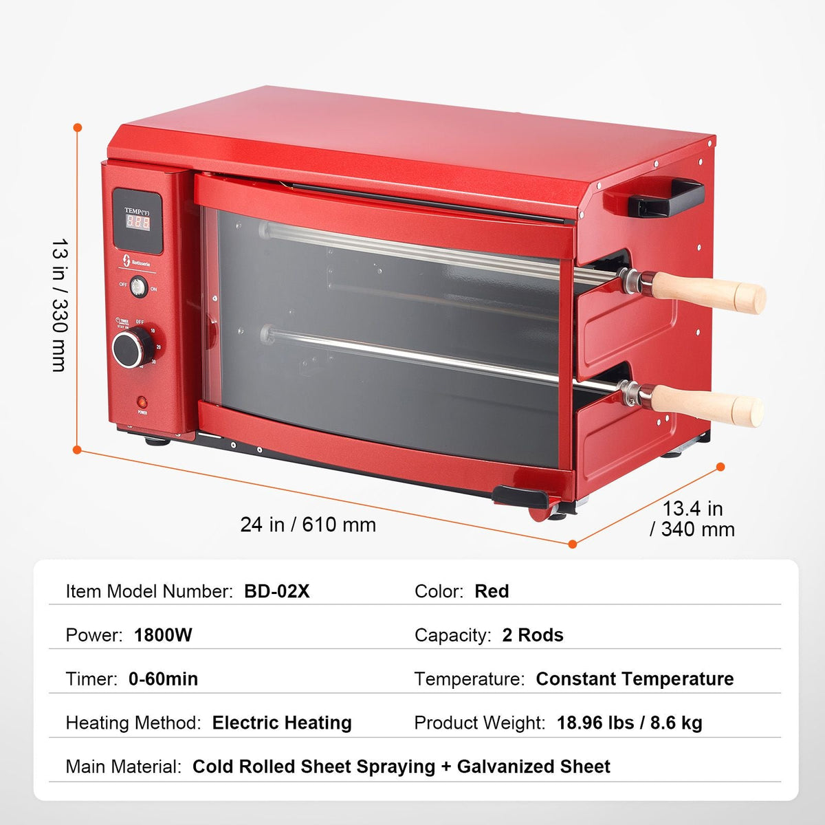 Shawarma Grill Machine, 2 Strings of Barbecue Capacity, Chicken Shawarma Cooker Machine, Electric Broiler Gyro Rotisserie Oven Doner Kebab Machine, for Home Restaurant Kitchen Parties