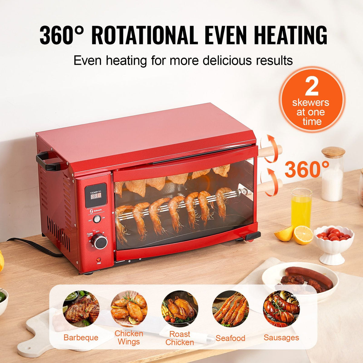 Shawarma Grill Machine, 2 Strings of Barbecue Capacity, Chicken Shawarma Cooker Machine, Electric Broiler Gyro Rotisserie Oven Doner Kebab Machine, for Home Restaurant Kitchen Parties