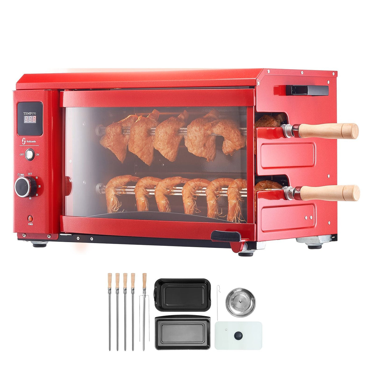 Shawarma Grill Machine, 2 Strings of Barbecue Capacity, Chicken Shawarma Cooker Machine, Electric Broiler Gyro Rotisserie Oven Doner Kebab Machine, for Home Restaurant Kitchen Parties