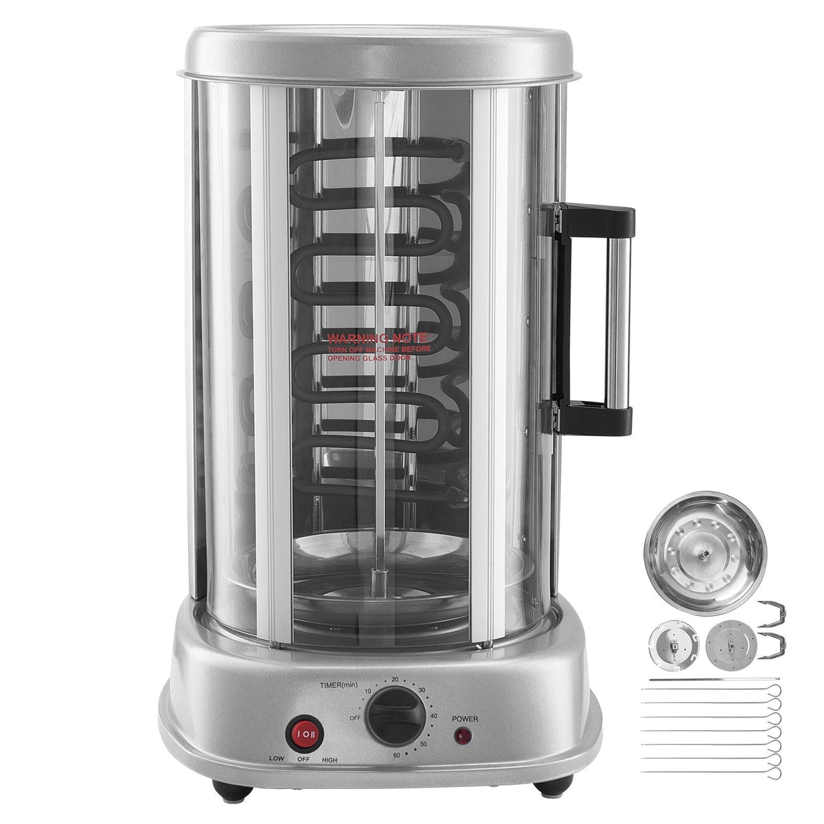 Shawarma Grill Machine, Vertical Chicken Shawarma Cooker Machine Countertop, Electric Stainless Steel Broiler Gyro Rotisserie Oven Doner Kebab Machine, for Home Restaurant Kitchen Parties