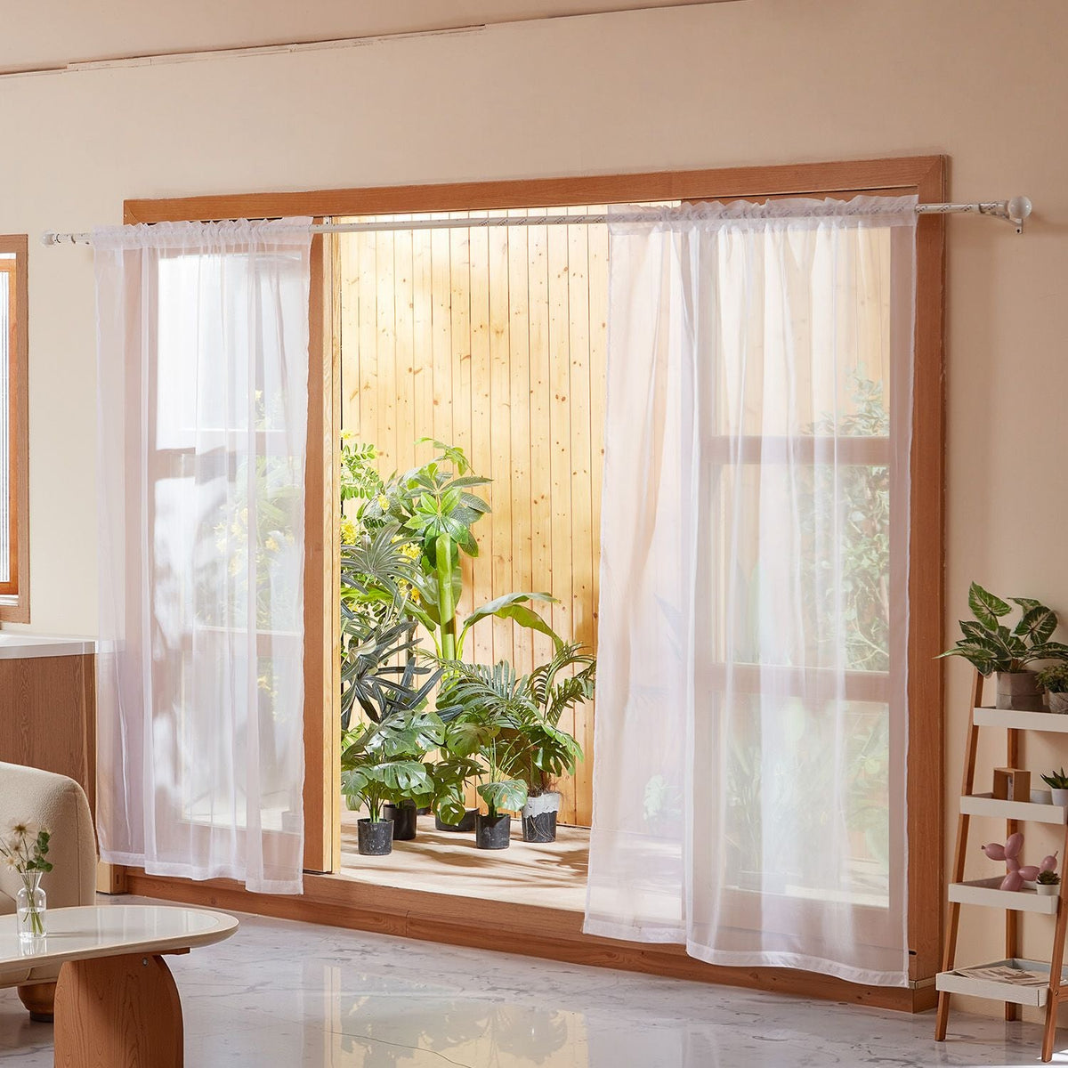 Sheer Curtains, 84 inches Long, 2 Panels Set Sheer White Curtains, Each 42" W x 84" L, Dual Rod Pocket Installation, 100% Polyester Window Drapes for Bedroom, Living Room, Balcony, Yard