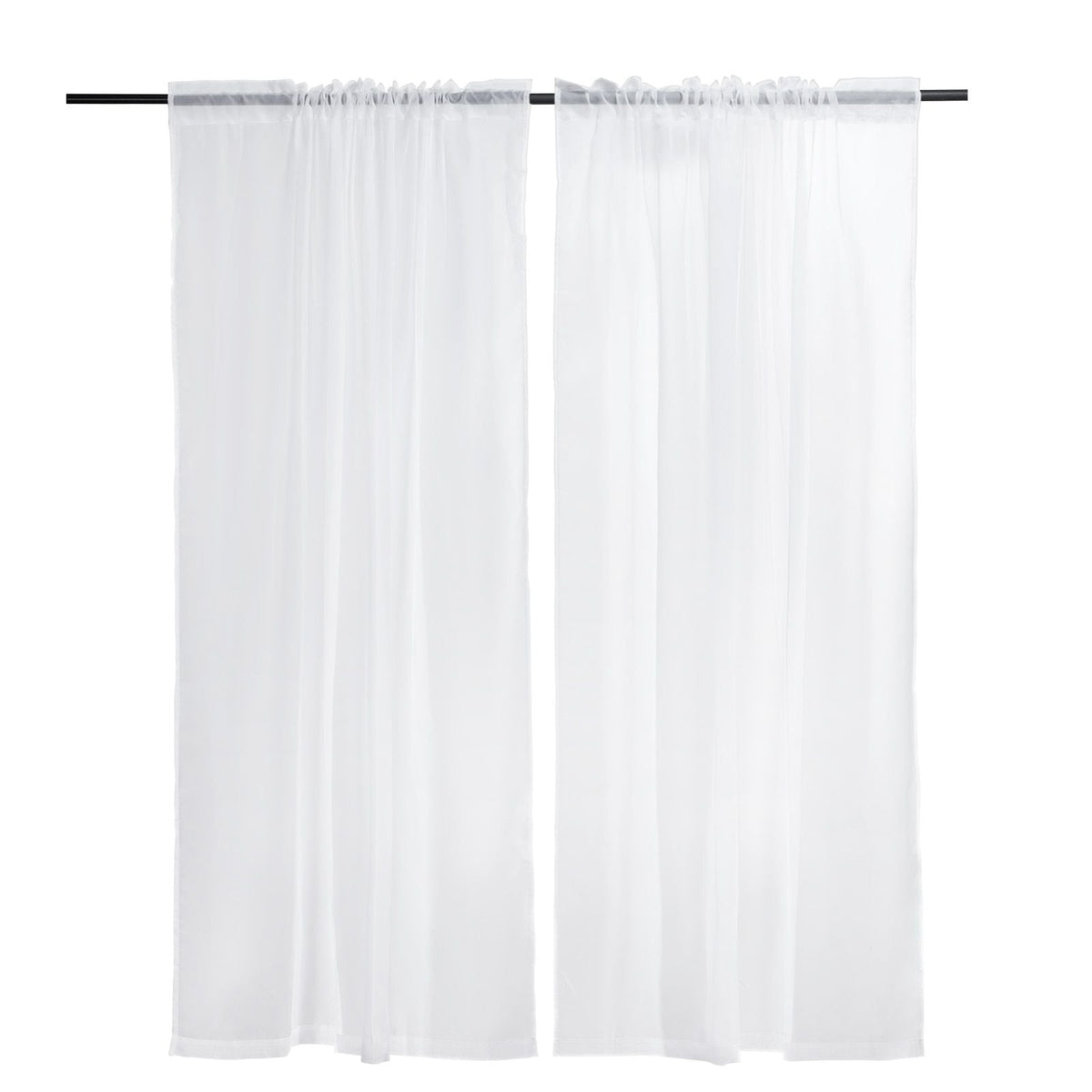 Sheer Curtains, 84 inches Long, 2 Panels Set Sheer White Curtains, Each 52" W x 84" L, Dual Rod Pocket Installation, 100% Polyester Window Drapes for Bedroom, Living Room, Balcony, Yard