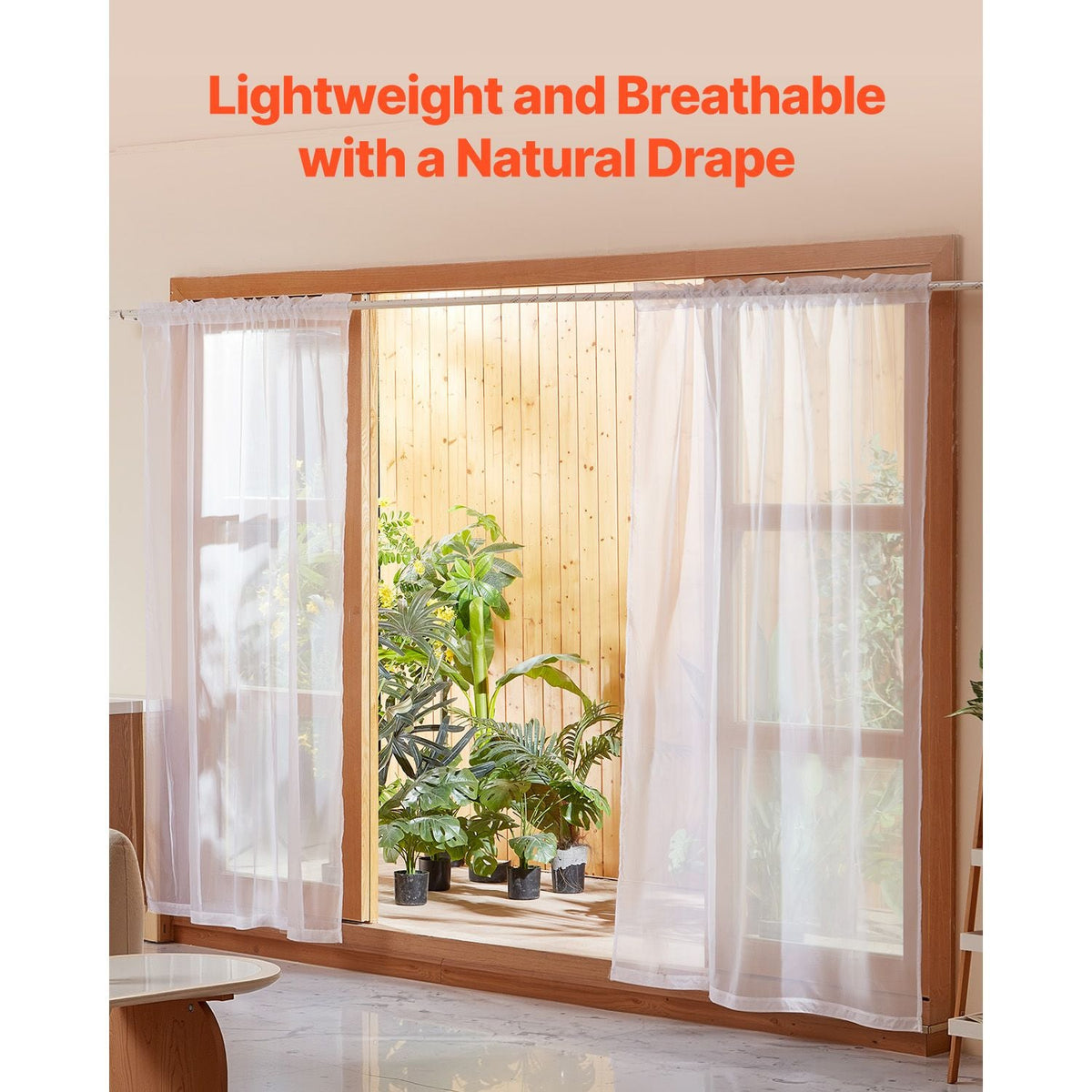 Sheer Curtains, 84 inches Long, 2 Panels Set Sheer White Curtains, Each 52" W x 84" L, Dual Rod Pocket Installation, 100% Polyester Window Drapes for Bedroom, Living Room, Balcony, Yard