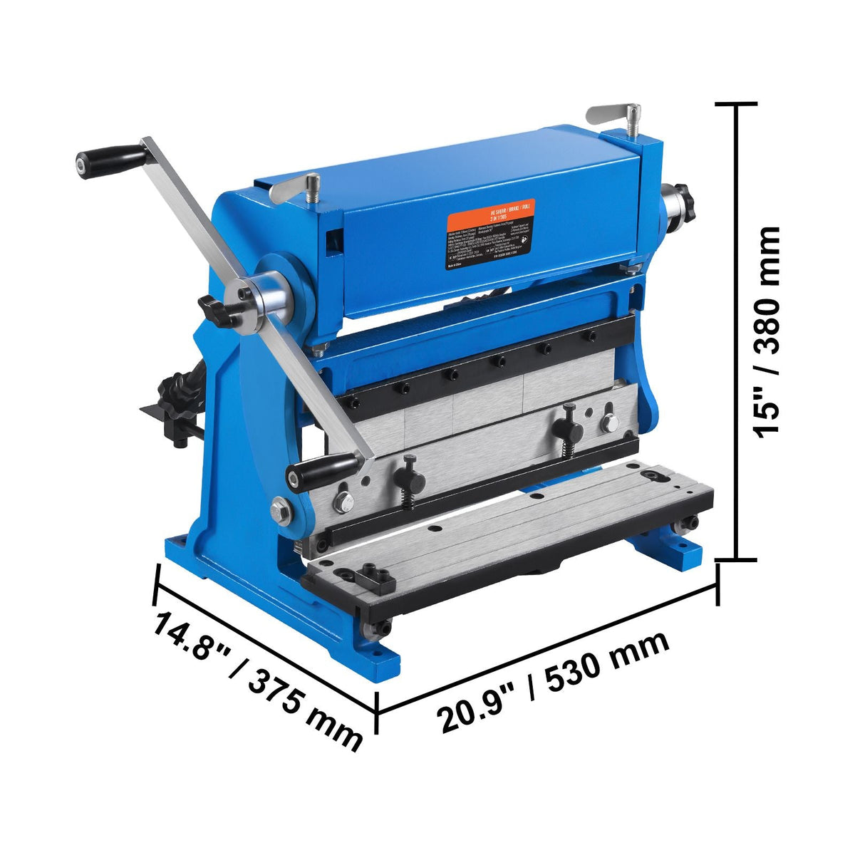 Sheet Metal Brake, 12-inch, 3-In-1 Combination Shear Brake Roll Machine, 20-Gauge Capacity Shear Press Brake with 90° Max Bending Angle, Shears and Slip Roll Machine for Shear Bending Rolling