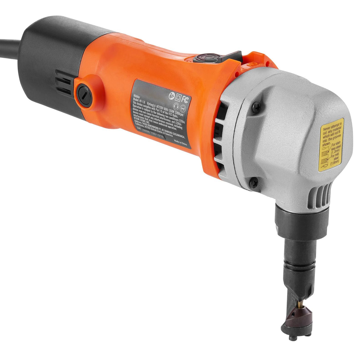 Sheet Metal Nibbler, 550W Powerful 2200 RPM High Speed, 360 Degree Rotation Electric Nibbler Metal Cutter, Straight Curve and Circle Cutting for Stainless Steel, Aluminum, Plastic, Wood Board